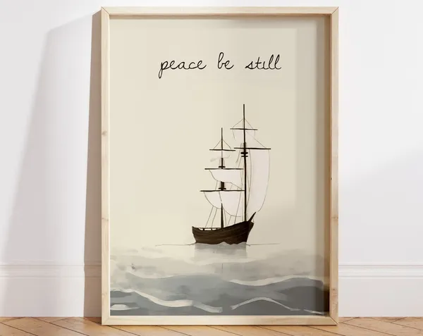 Peace Be Still Jesus Calms Storm Scripture Poster