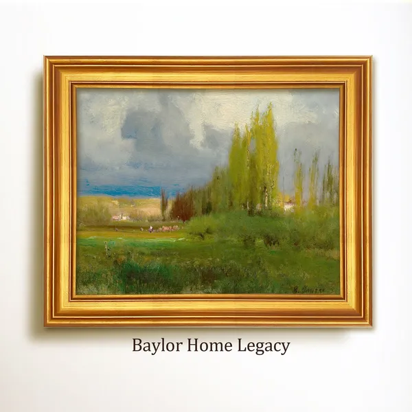 Abstract Landscape Oil Painting, Vintage Cottage Art Print
