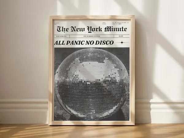 All Panic No Disco Newspaper Print, Mirror Ball