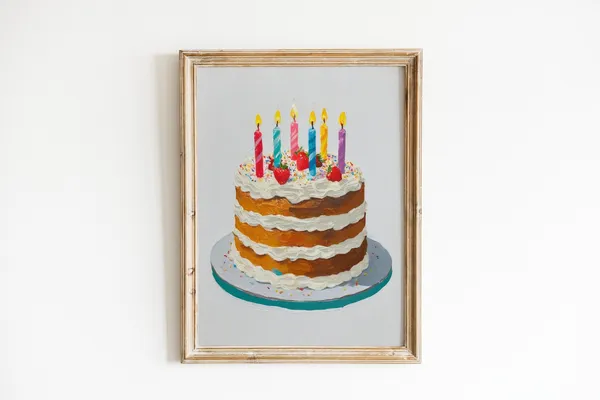 Cake Painting Colorful Retro Kitchen Art Print