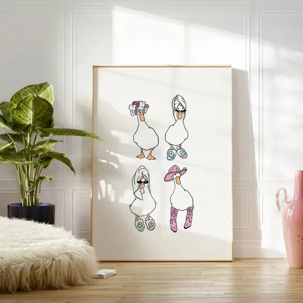Cowboy And Curlers It Girl Art Print, Bathroom Decor