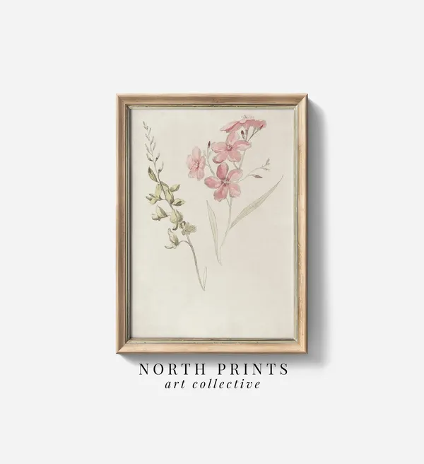 Pink Floral Art Print, Girls Room Botanical Spring