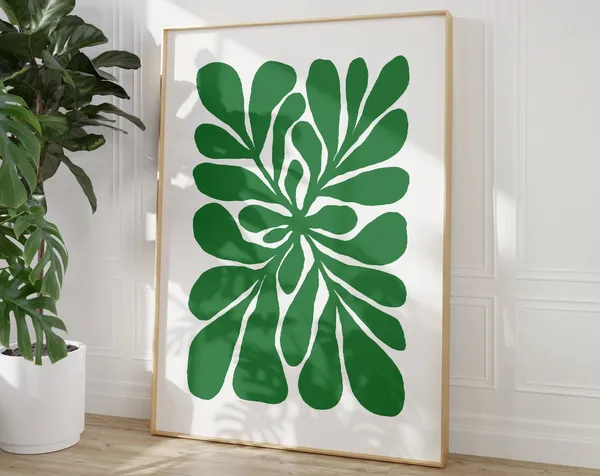 Abstract Leaves Art Print, Colourful Botanical Decor