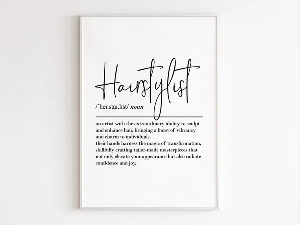 Hairstylist Definition Wall Art, Gift for Her