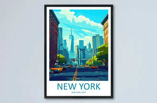 New York Travel Poster, New York State Wall Decor