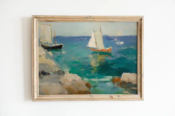 Sailboat Vintage Coastal Decor Art Print