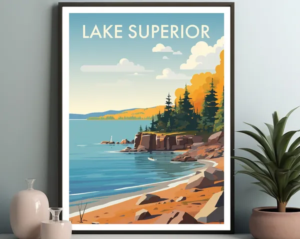 Lake Superior Travel Poster, North America Art Print