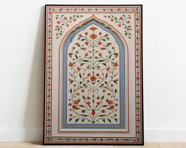 Vintage Islamic Inlay Work Floral Wall Art Print
