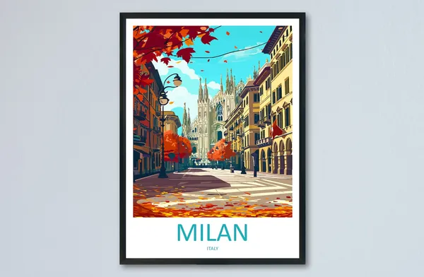 Milan Travel Poster, Europe Wall Decor