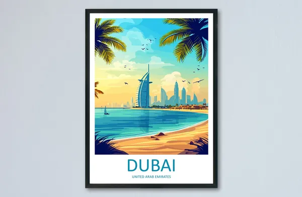 Dubai Travel Poster, United Arab Emirates Wall Art