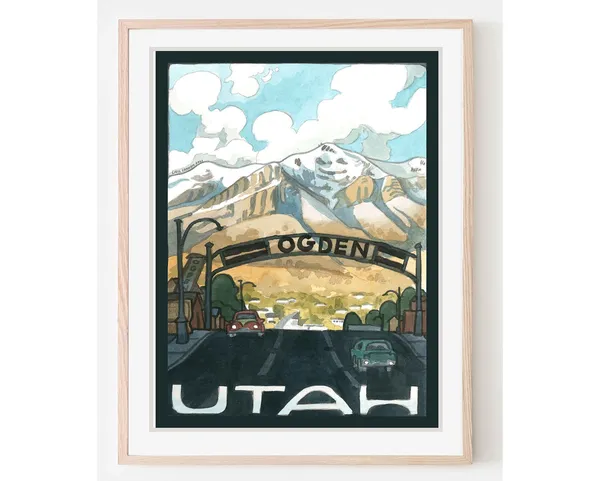 Ogden Travel Poster, Utah Ben Lomond Mountain