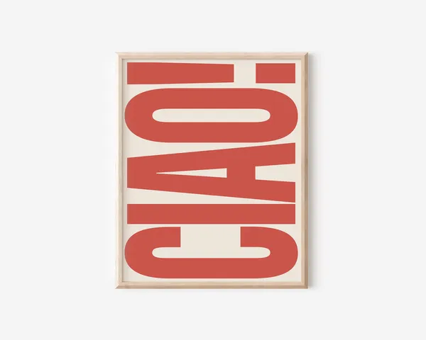 Ciao Typography Poster, Retro Italian Wall Art