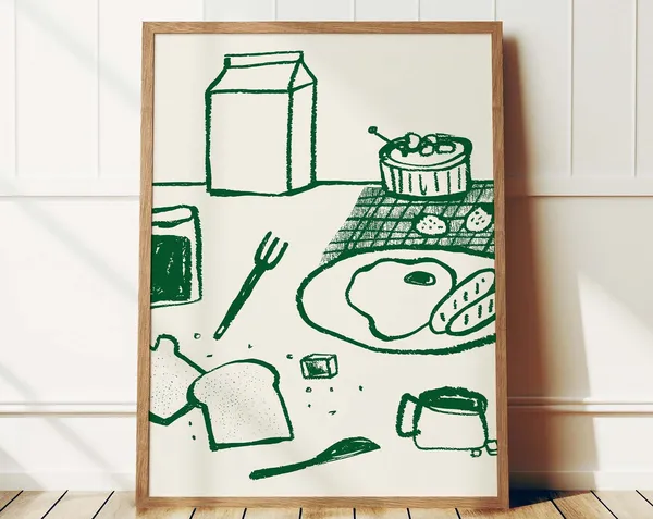 French Breakfast Retro Kitchen Art Print