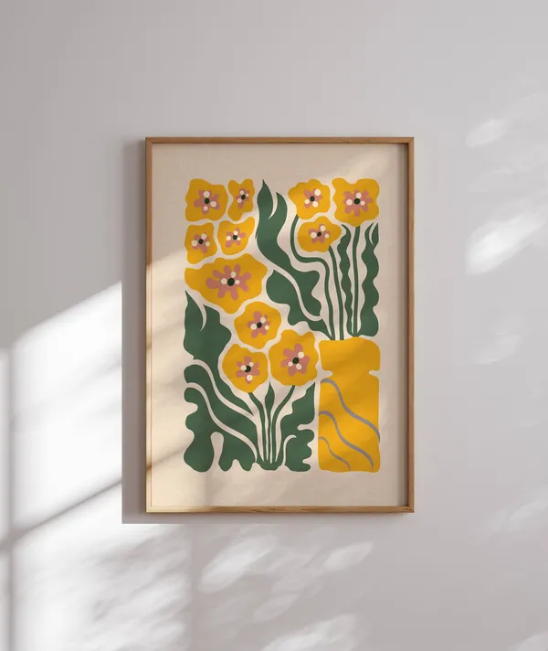 Groovy 70s Flower Print, Matisse-Style Botanical Art Print