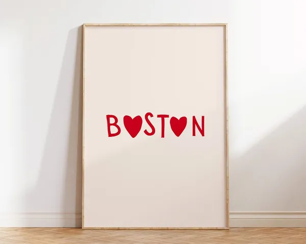 Cute Boston Minimalist Heart Art Print