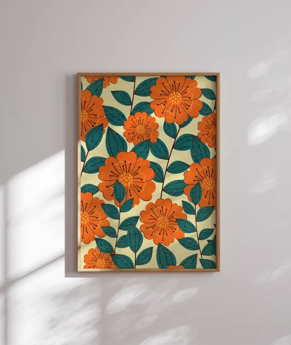 Boho Botanical Retro Floral Art Print