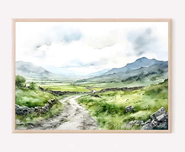 Ring Of Kerry Watercolor Ireland Landscape Art Print