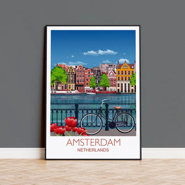Amsterdam Travel Print Netherlands Wall Art Print