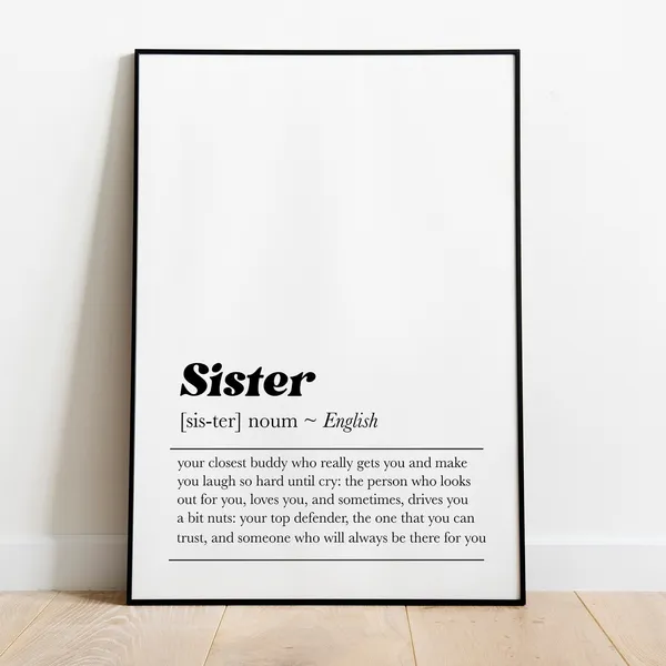 Sister Definition Dictionary Art Print