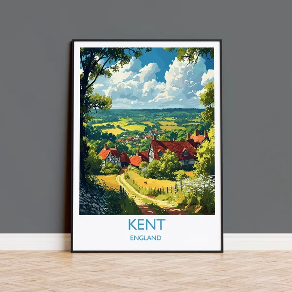 Kent England Travel Poster, County Art Print