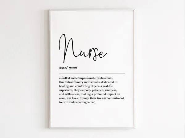 Nurse Definition Art Print, Thank You Gift