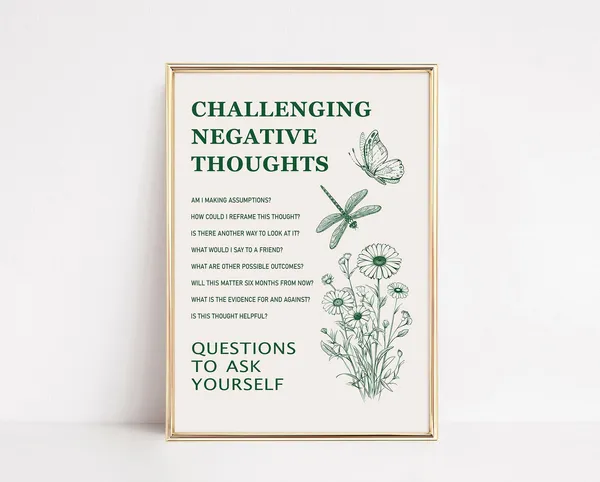 Challenging Negative Thoughts Therapy Office Art Print
