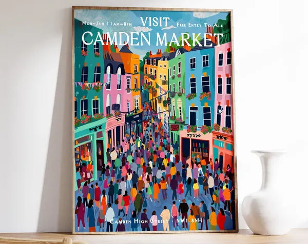Camden Market London Travel Poster, Vintage Decor