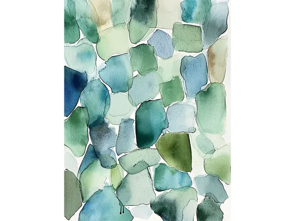 Sea Glass Painting Abstract Watercolor Art Print