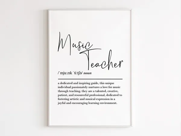 Music Teacher Definition Poster, Appreciation Gift