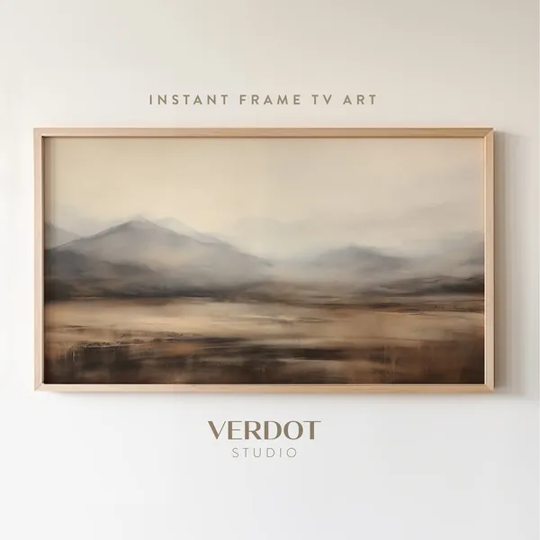 Mountain Landscape Abstract Art Print, Neutral Rustic
