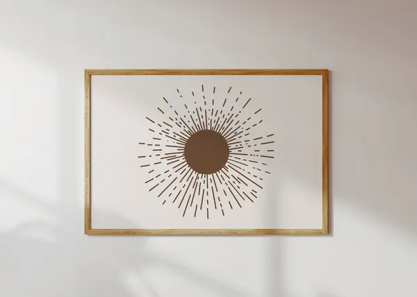 Boho Sunburst Art Print, Modern Abstract Decor
