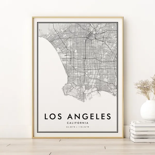 Los Angeles Map Print, Retro City Poster