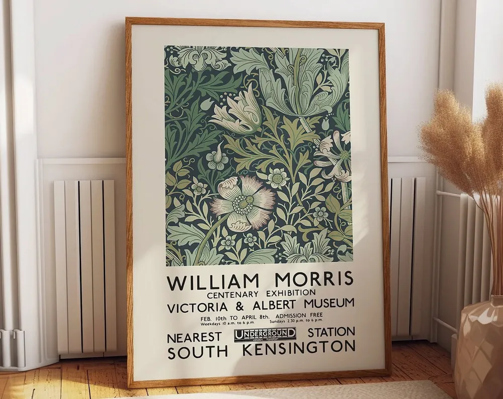 William Morris Floral Exhibition, Vintage London Poster