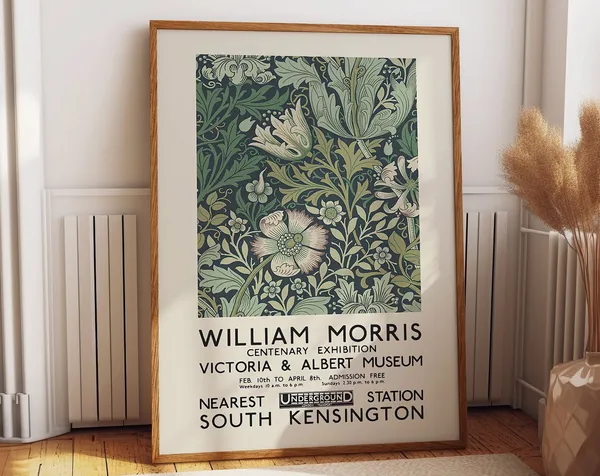 William Morris Floral Exhibition, Vintage London Poster