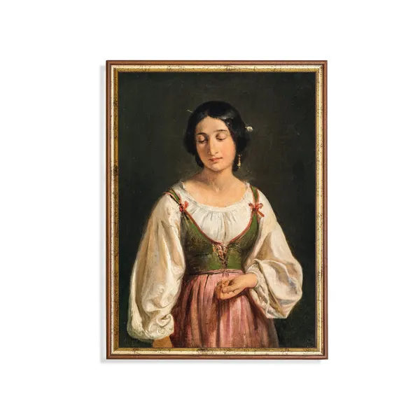 Italian Woman Vintage Portrait Art Print, Retro Style
