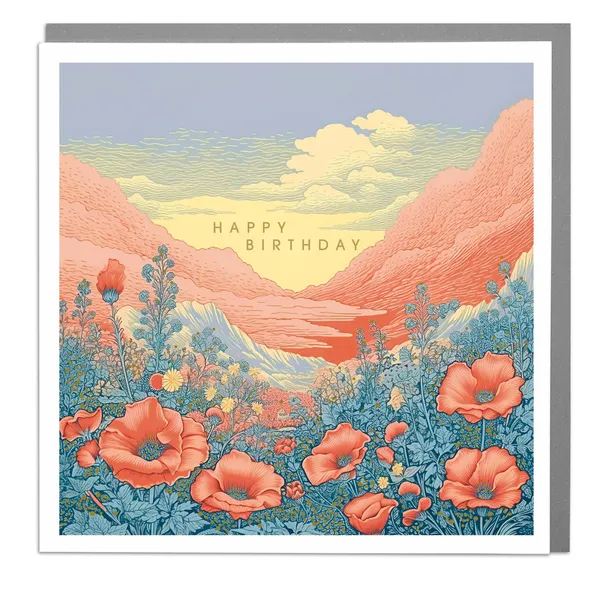 Poppy Fields Happy Birthday Card