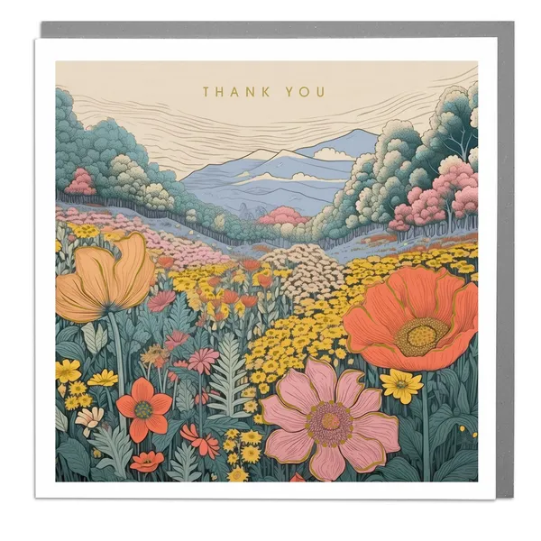 Flower Landscape Thank You Card Art Print