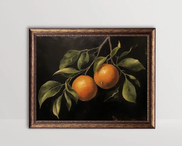 Vintage Citrus Still Life Art Print, Rustic Farmhouse