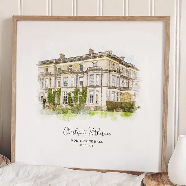 Wedding Venue Personalised Sketch Art Print