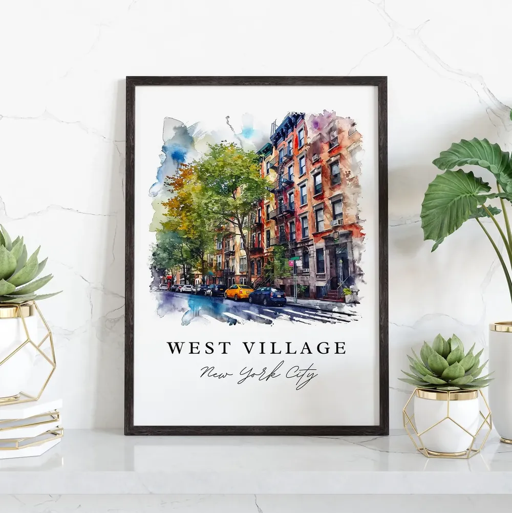 West Village NYC Watercolor Travel Art Print - Image 3