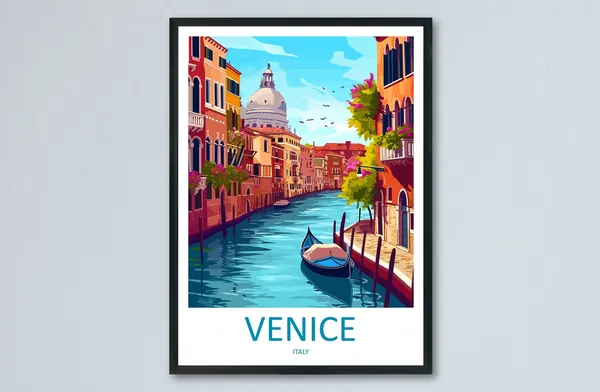 Venice Travel Poster, St Mark's Square, Italy