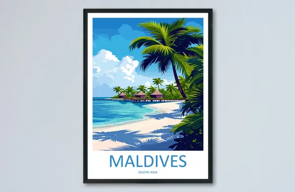 Maldives Travel Poster, South Asia Wall Art