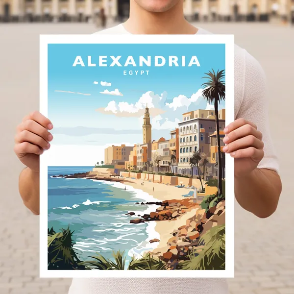 Alexandria Egypt Travel Poster, World Travel Art