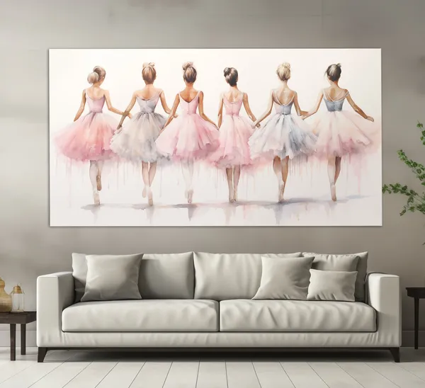 Neutral Colors Ballerinas, Oil-Painting Style Art Print