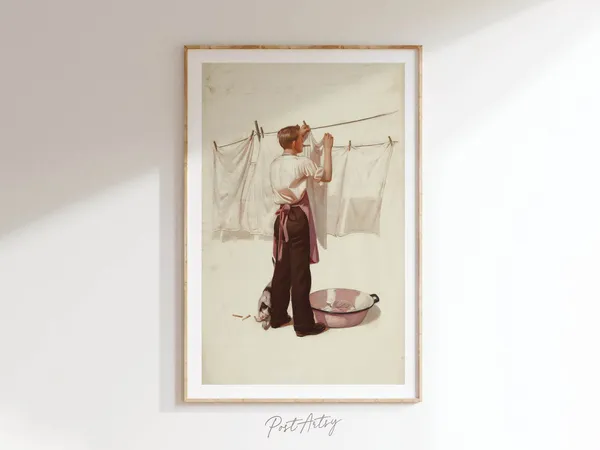 Vintage Midcentury Laundry Room Decor Art Print