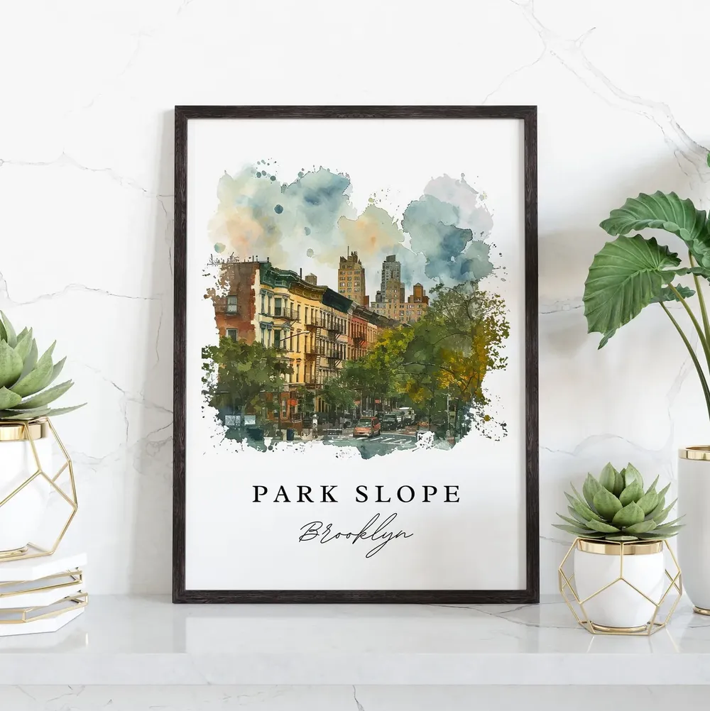 Park Slope NYC Travel Poster, Brooklyn Custom Text - Image 3