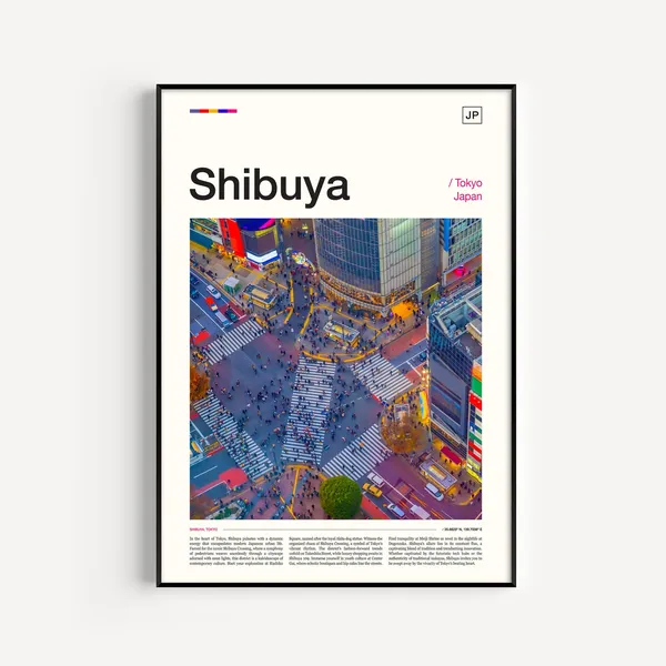 Shibuya Crossing Tokyo Travel Poster, Japan Art