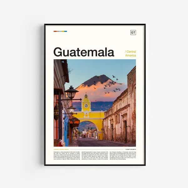 Guatemala Travel Poster, Central America Art Print