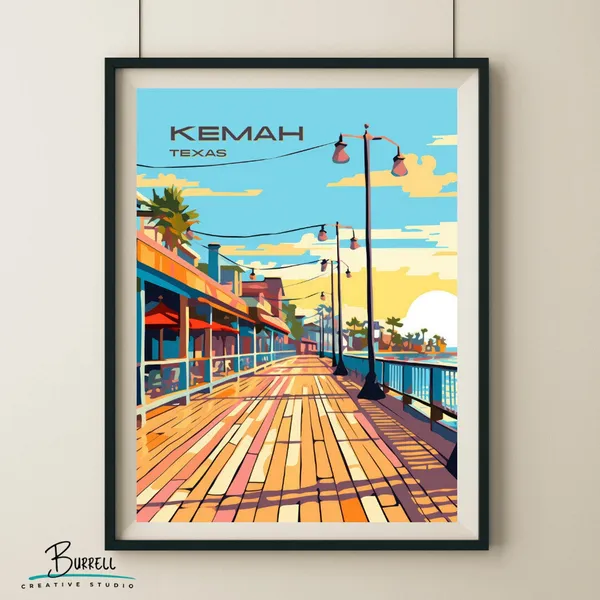 Kemah Texas Boardwalk Travel Poster Print