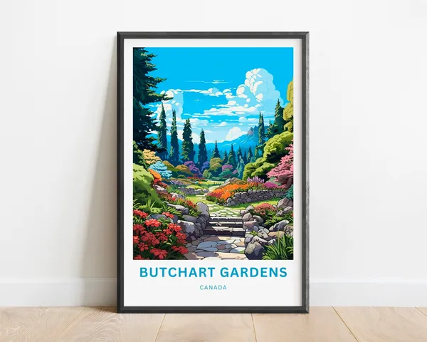 Butchart Gardens Travel Poster, Canada Wall Art